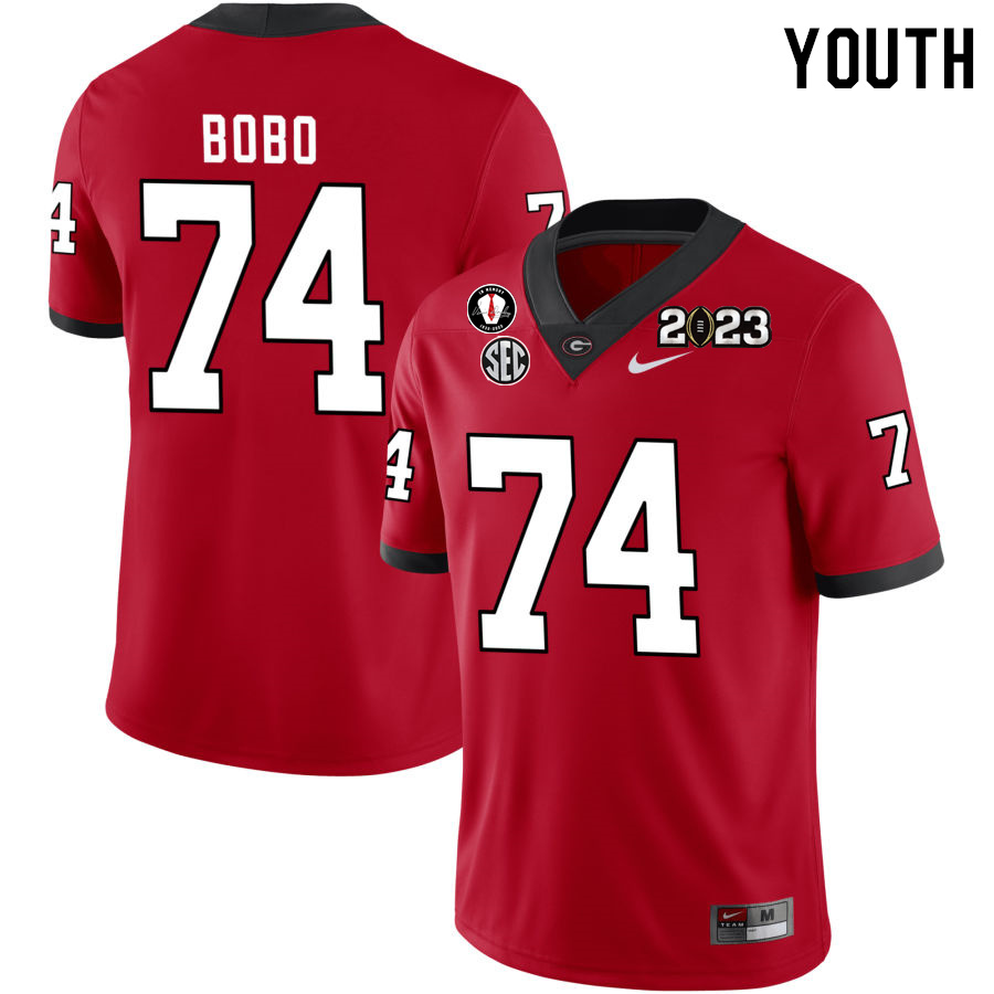 Georgia Bulldogs Youth Drew Bobo #74 Red 2022-23 CTP National Championship Stitched College UGA Football Jersey 23RW018MO